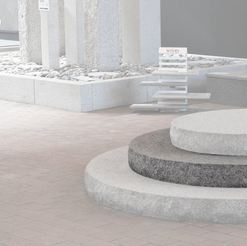 Entrétrapp Bergama Granitt Grå Rund 1100x550x150