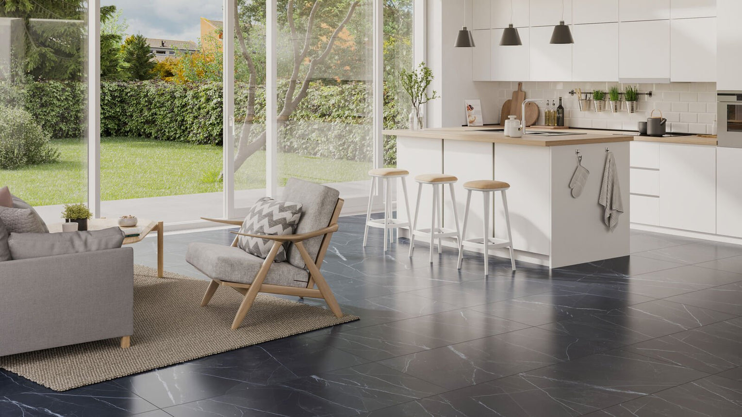 Sandby Svart Flis 120x60