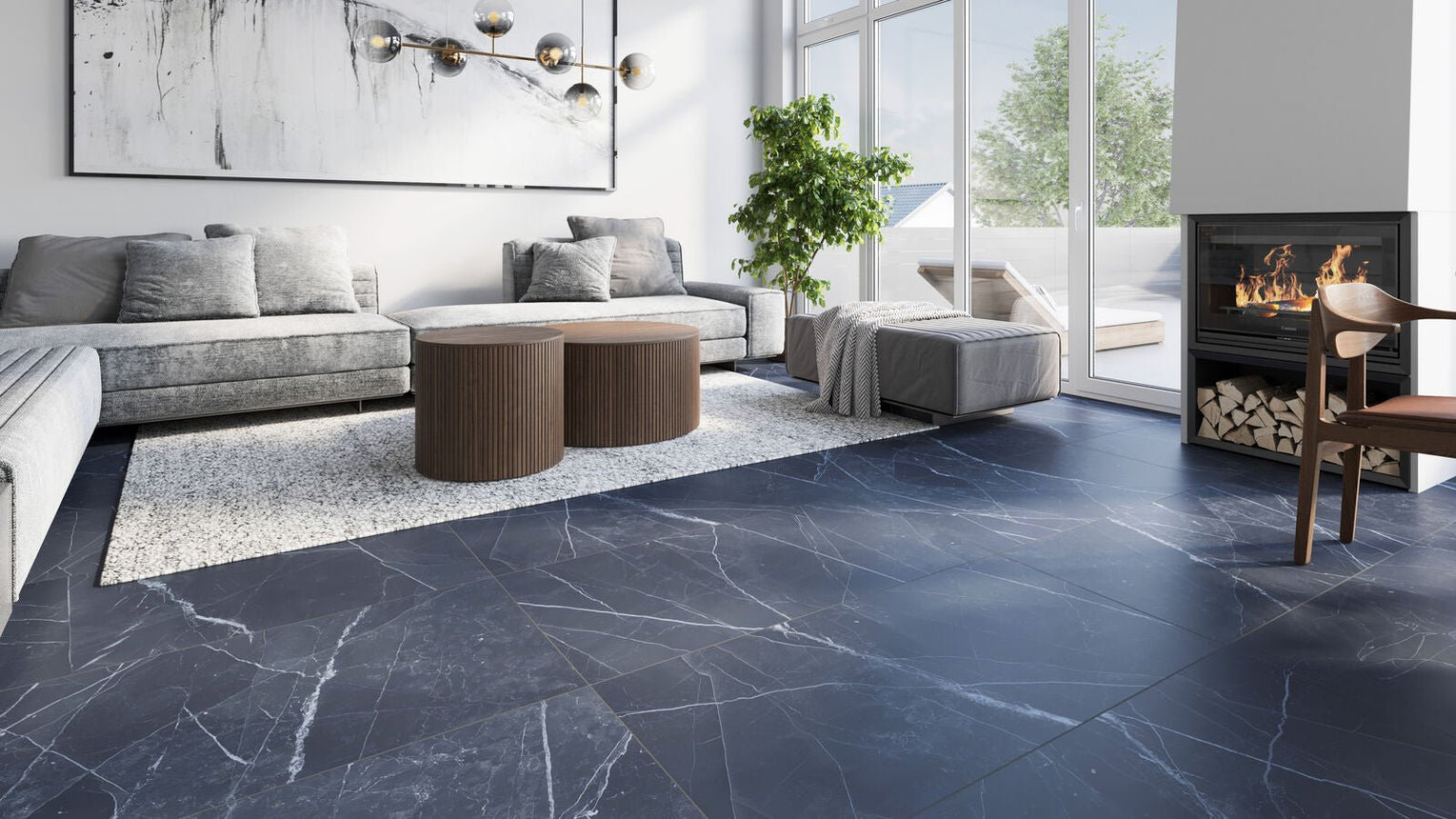 Sandby Svart Flis 120x60